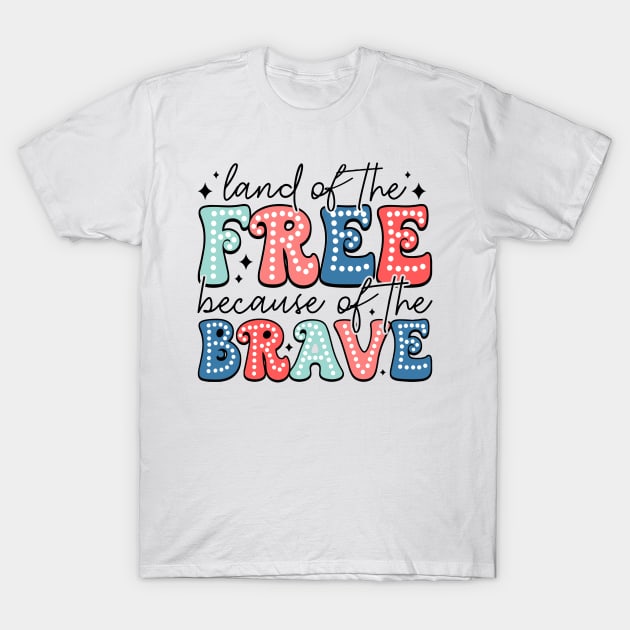 America Land Of The Free Because Of The Brave Retro T-Shirt by Slondes